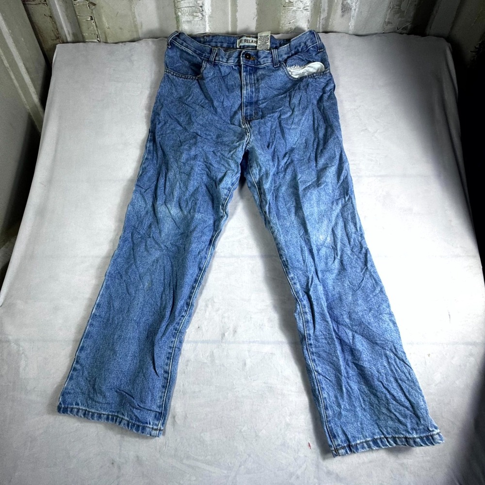 Faded Glory Relaxed Jeans Mens 34x29 Blue Denim Cotton Straight Leg Authentic